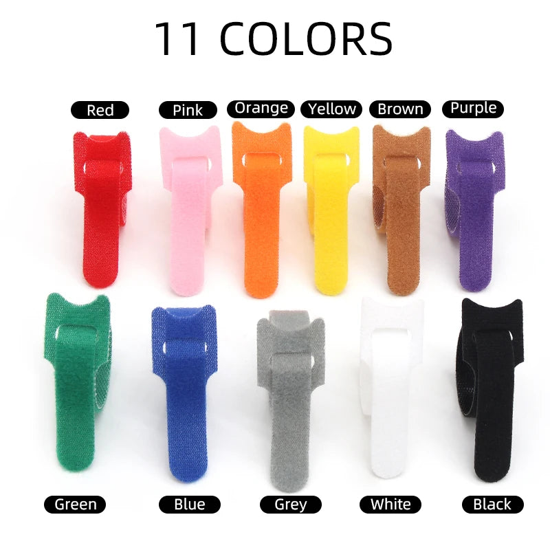 250Mm Reusable Fastening Cable Ties Hook and Loop Tape Cable Straps Wire Ties Cable Management Adjustable Cord Organizer DIY